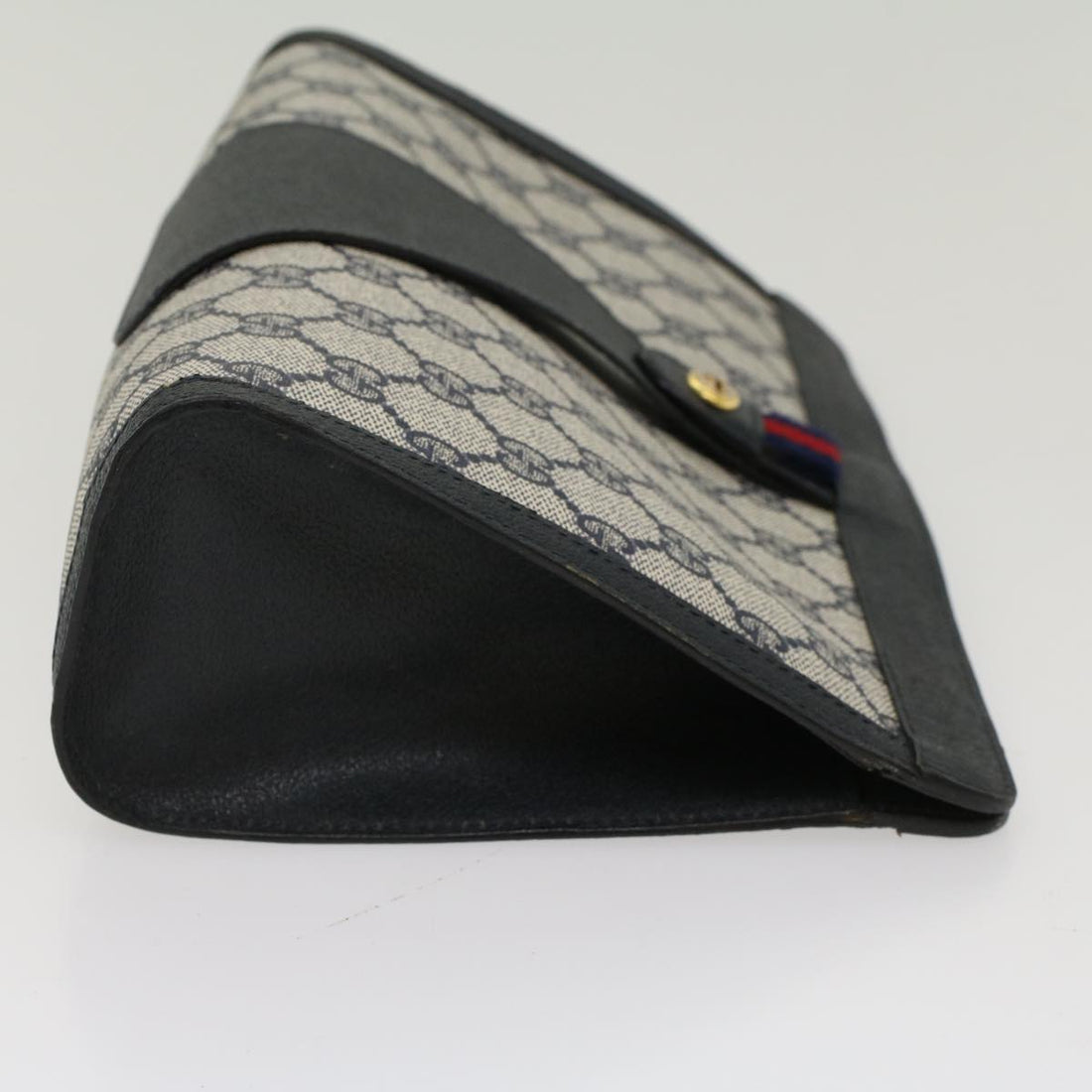 GUCCI GG Canvas Sherry Line Clutch Bag PVC Leather Gray Navy Red ki3402