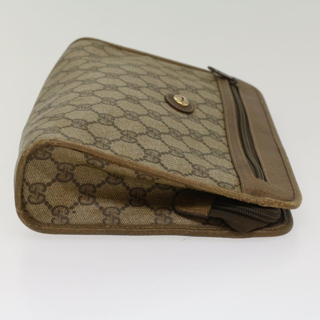 GUCCI GG Canvas Clutch Bag PVC Leather Beige 97 01 037 ki3414