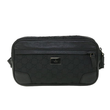 GUCCI GG Canvas Waist bag Nylon Leather Black 336672 ki3498