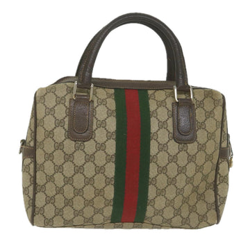 GUCCI GG Supreme Web Sherry Line Hand Bag Beige Red Green ki3750