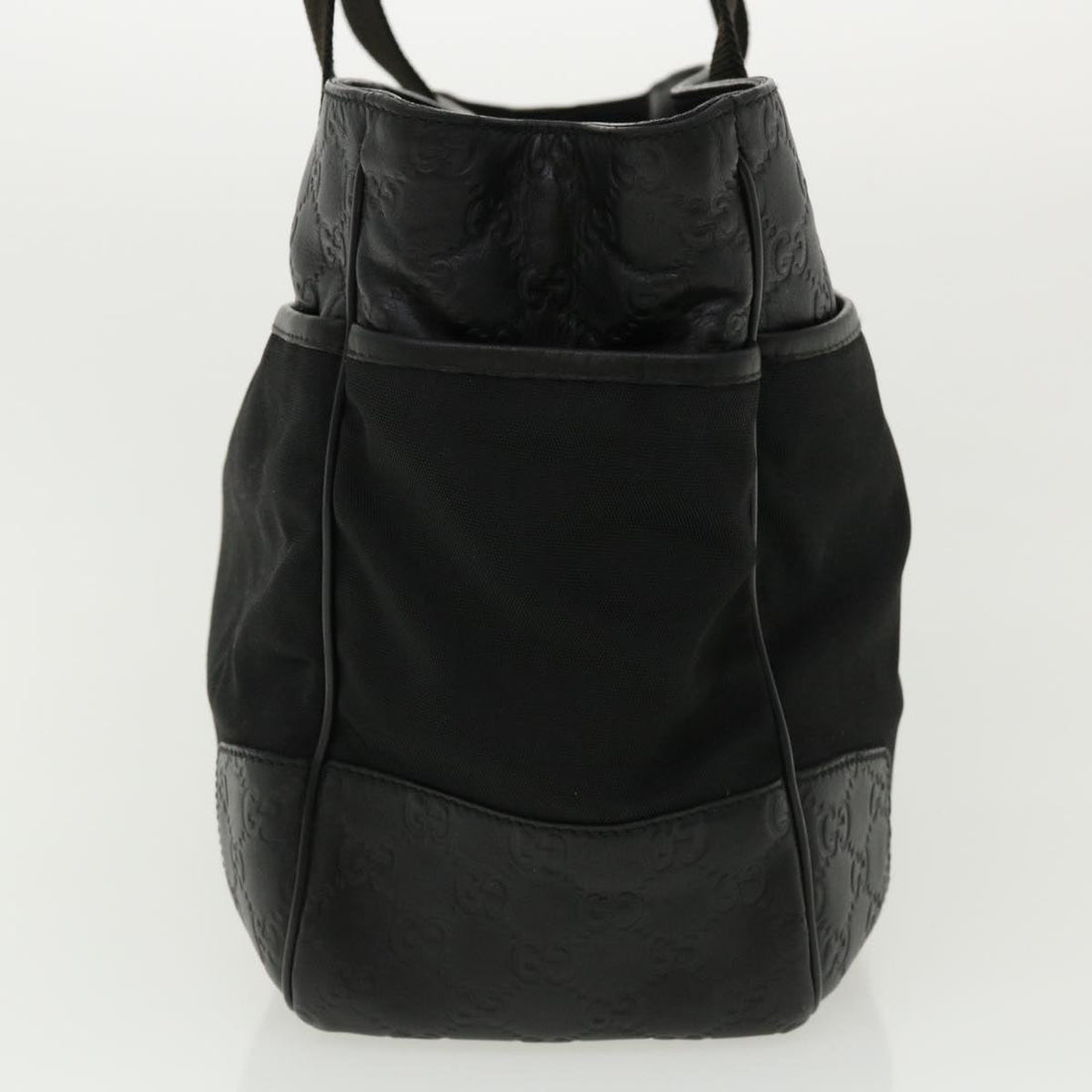 GUCCI Guccissima Tote Bag Canvas Leather Black kk141