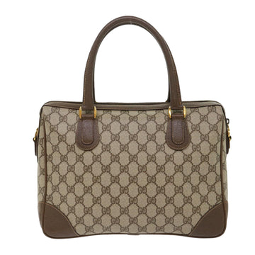 GUCCI GG Canvas Boston Bag PVC Leather 2way Beige kk179