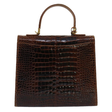 GUCCI Hand Bag Crocodile 2way Brown kk194