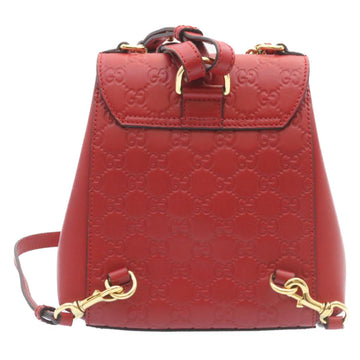 GUCCI Guccissima GG Padlock Backpack Leather Red knn037