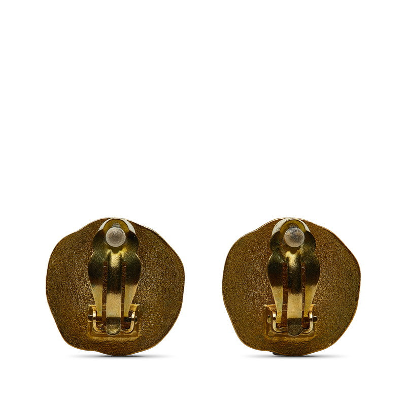 Chanel Vintage Coco Mark Earrings Gold Plated Women's