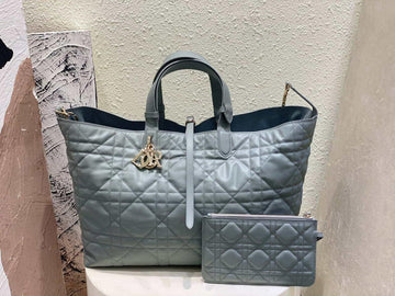 Makersluxe - Large Toujours Bag Blue Macrocannage Calfskin