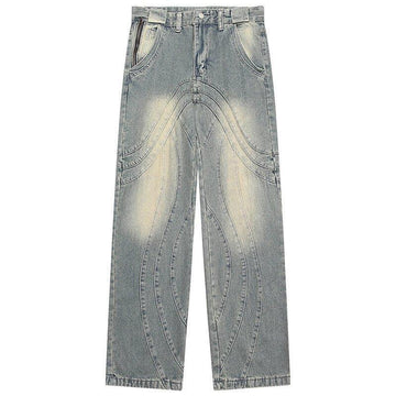 1984 Chic Washed Jeans Wave Stitching
