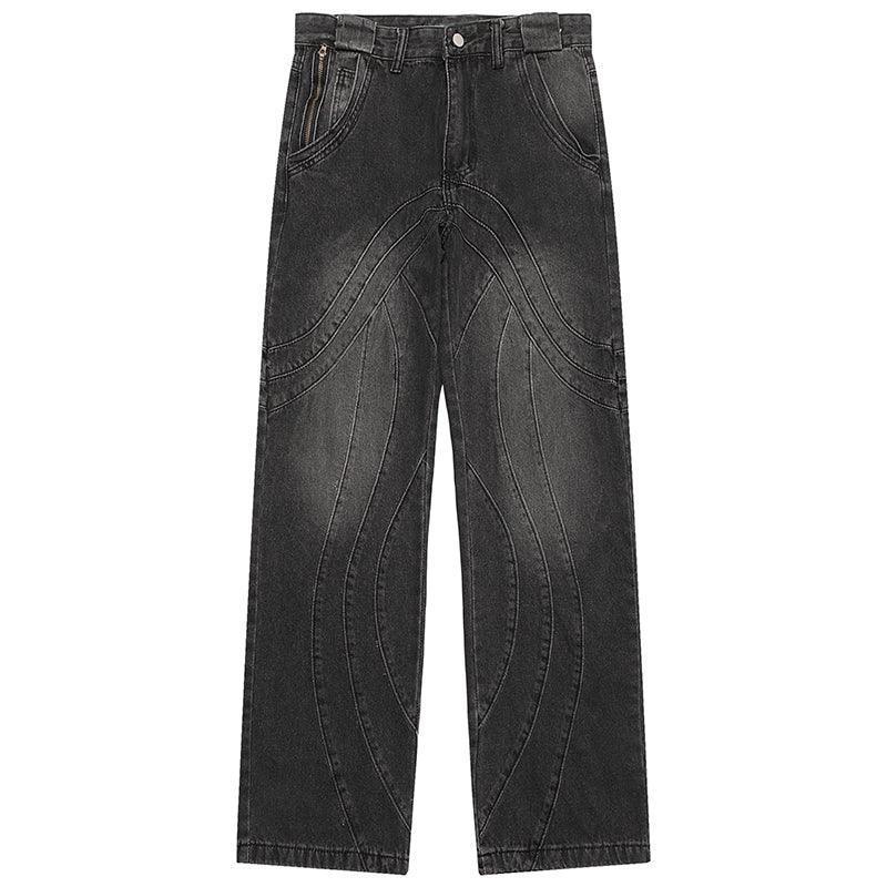 1984 Chic Washed Jeans Wave Stitching