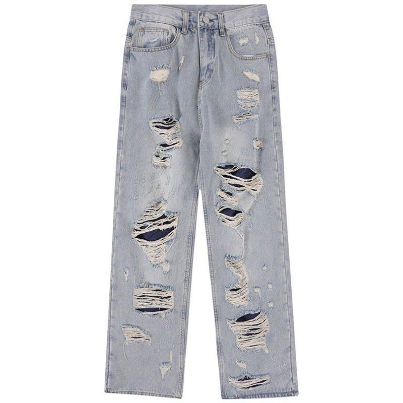 1984 Distressed Jeans Irregular Raw Edge