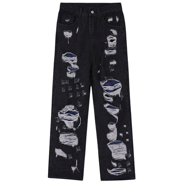 1984 Distressed Jeans Irregular Raw Edge