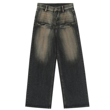 1984 Distressed Washed Jeans Patchwork Leg