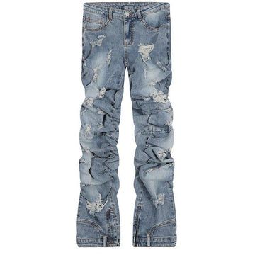 1984 Hip Hop Style Jeans Ripped Folds