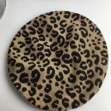 Louis Vuitton Leopard Print Cashmere Beret Hat