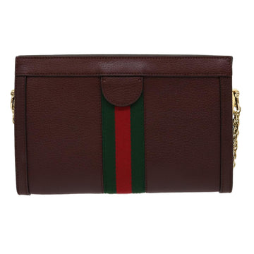 GUCCI Marmont WebSherry Line Shoulder Bag Leather Red 503877493075 lt580
