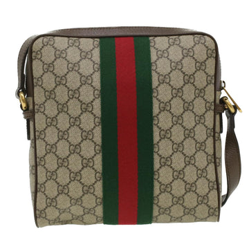 GUCCI GG Canvas Web Sherry Line Shoulder Bag Beige Red Green lt689
