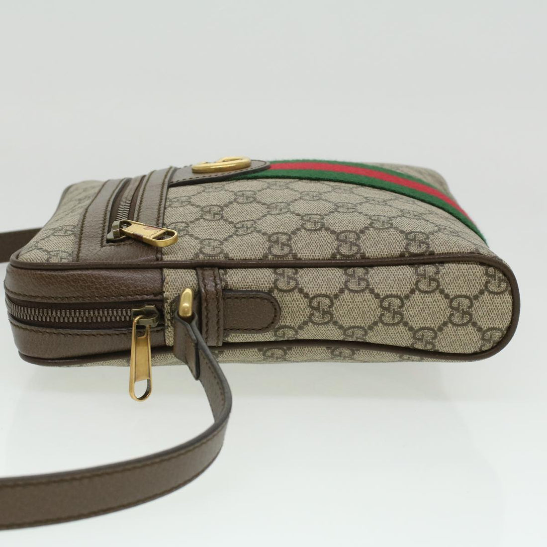 GUCCI GG Canvas Web Sherry Line Shoulder Bag Beige Red Green lt689