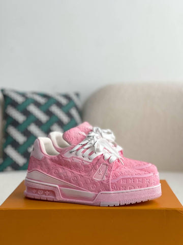 LV Trainer Monogram Denim #54 Pink Sneaker