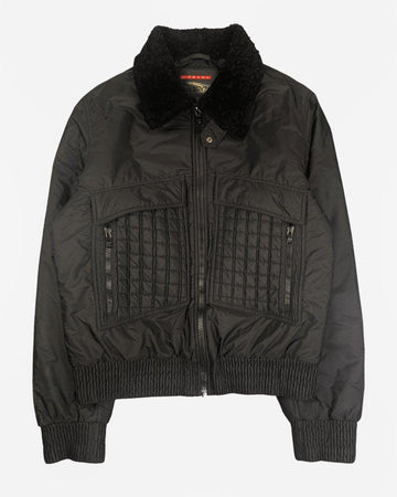 (M-L) Prada AW2001 Cropped Padded Nylon Quilted Cargo Jacket