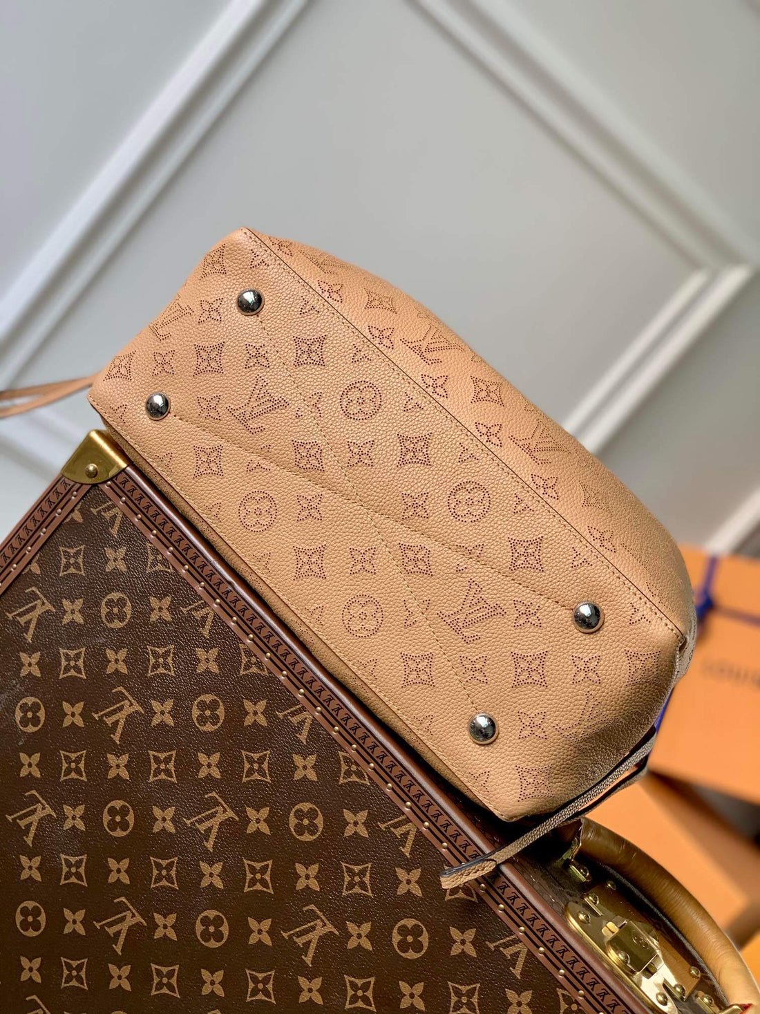M59655 BELLA TOTE monogram 32cm tan yellow Soft perforated cowhide