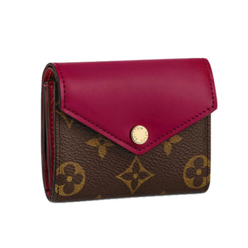 LOUIS VUITTON Coin case M62932 Monogram canvas, leather Bordeaux Brown Portefeuille Zoe Coin purse with Card Case Women Used