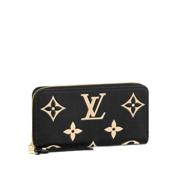 LOUIS VUITTON Long Wallet Purse M80481 Monogram Ann Platt Leather Black beige Zip Around Zippy wallet Women(Unisex) Used
