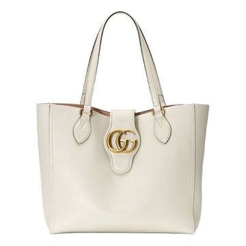 MLB Gucci Gold Label Logo Leather Tote Shoulder Bag Small White Handbag 652680-1U10T-9022