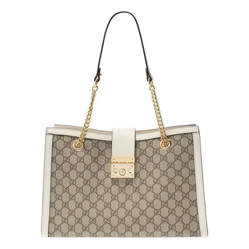 MLB Gucci Padlock Middle-Sized BackBag White/Brown 479197-KHNKG-9761