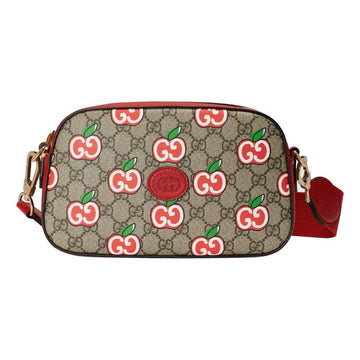 MLB Gucci Apple Pattern Leather Canvas Shoulder Messenger Bag 'Ebony Red' 574886-2EVDG-8646