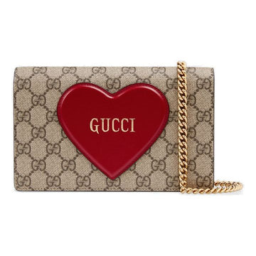MLB Gucci Logo 3D Love Canvas Chain Shoulder Messenger Bag / Red Valentine's Day limited 648948-20QAS-8570