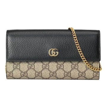 MLB Gucci GG Marmont Chain Wallet 'Beige Ebony' 546585-17WAG-1283