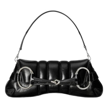 MLB Gucci Horsebit Chain Medium Shoulder Bag 'Black' 764255-AACU1-1000