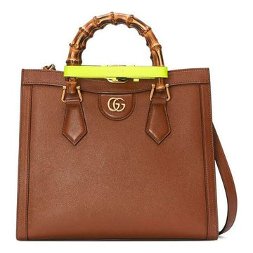 MLB Gucci Diana Series Tote Leather SingleShoulderMessengerHandholdBag SmallSize Brown 660195-17QDT-2582