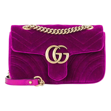 MLB Gucci GG Marmont Gold Logo Velvet Chain Shoulder Messenger Bag Small Purple Red Classic 443497-K4D2T-5671