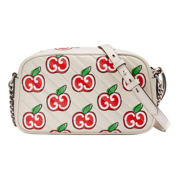 MLB Gucci GG Marmont Leather Chain Shoulder Bag 'Cream White Red' 447632-1W9AN-9086