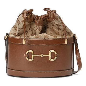 MLB Gucci Button1955 Series Drawstring Bag Single Shoulder Bag Brown 602118-1DBUG-2363