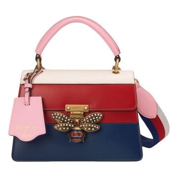 MLB Gucci Leather Queen Margaret Metal Stripe Single-Shoulder Bag Multicolor 476541-DVUSB-4198