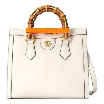 MLB Gucci Diana Series Tote Leather SingleShoulderMessengerHandholdBag SmallSize White 660195-17QDT-9060
