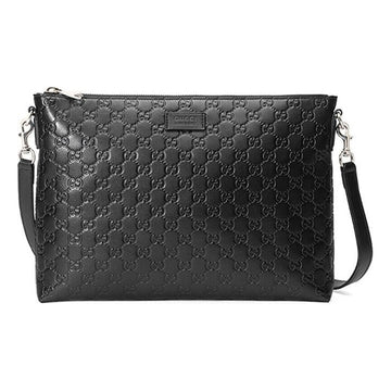MLB Gucci GG Leather Single-Shoulder Bag Black 473882-DMT1N-1000