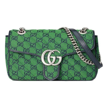 MLB Gucci Leather GG Marmont Multicolor Logo Single-Shoulder Bag Small Green/Blue 443497-2UZCN-3368