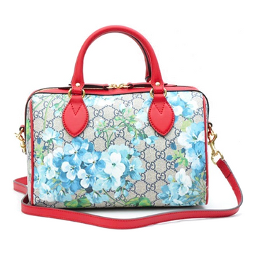 MLB Gucci Blooms Logo Printing Boston handbag Small Blue / Red Classic 546314-KU2IG-8492