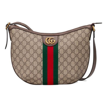 MLB Gucci Ophidia Logo Stripe Webbing Canvas Shoulder Messenger Bag Small / Brown 598125-9IK3T-8745