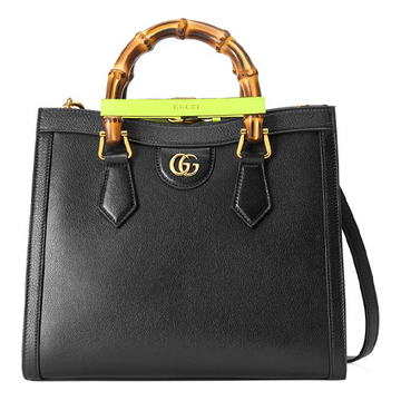 MLB Gucci Leather Diana Bamboo Knot Single-Shoulder Bag Small Black 660195-17QDT-1175