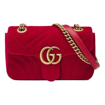 MLB Gucci GG Marmont Single Shoulder Bag Red 446744-K4D2T-6433