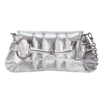 MLB Gucci Horsebit Chain Small Shoulder Bag 'Silver Leather' 764339-AACY5-8106