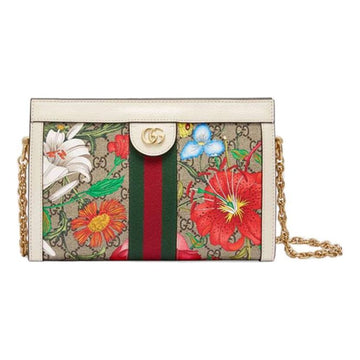 MLB Gucci Ophidia Flowers Leather Chain Shoulder Bag 'Cream White Multi' 503877-HV8AC-9759