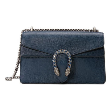 MLB Gucci Dinoysus Tiger Head Leather Chain Shoulder Messenger Bag Small Navy Blue Classic 400249-CAOGN-8205