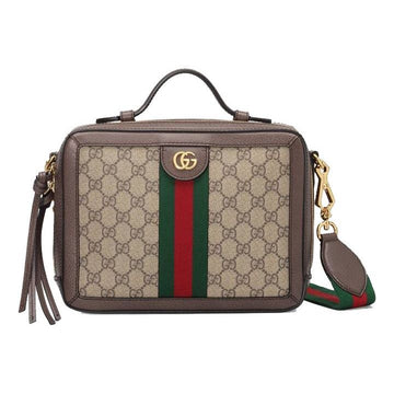 MLB Gucci Ophidia Logo Stripe Webbing Tassel Canvas handbag Small / Brown Retro Classic 550622-K05NG-8745