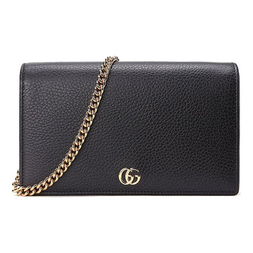 MLB Gucci Marmont Leather Mini Chain Bag 'Black Gold' 497985-CAO0G-1000