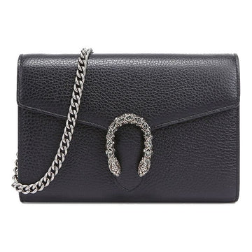 MLB Gucci Dionysus Tiger Head Leather Chain Shoulder Messenger Bag Mini Black 401231-CAOGN-8176