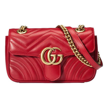 MLB Gucci GG Marmont Mini Shoulder Bag Red 446744-DTDIT-6433